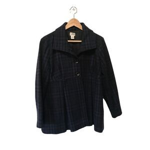 Motherhood Maternity Wool Blend Blue Black Plaid Peacoat Small